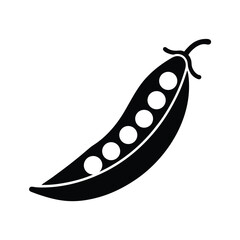 Pea Pod With Peas Outline Vector Illustration