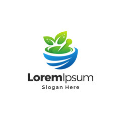 Herbal nature organic medicine gradient logo template design 