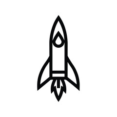 Rocket With Flame Outline Vector Illustration
