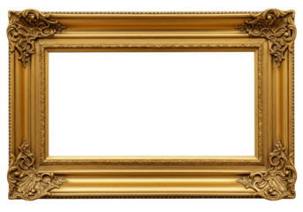 Isolated Golden Frame Ornate Picture Border Antique Decoration