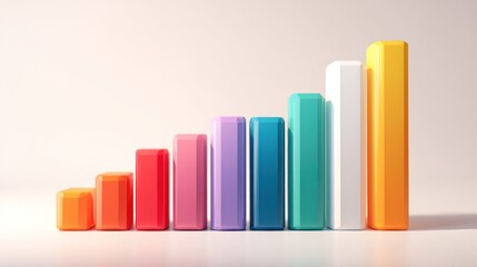Modern digital-style bar graph showing stock performance increase over time, dynamic color accents on clean white background, great for investment pitch decks or infographics