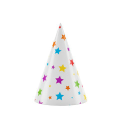 Isolated Festive Party Hat Cone with Stars Celebration Accessory 3D
