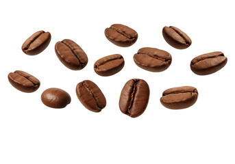 Isolated Coffee Beans Transparent Background Brown Caffeine Aroma Roasted