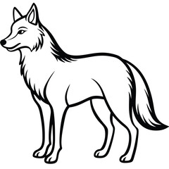 Obraz premium Stylized wolf standing profile view silhouette with sharp features