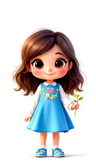 Cartoon Character Cute Fashion Blue Girl 1