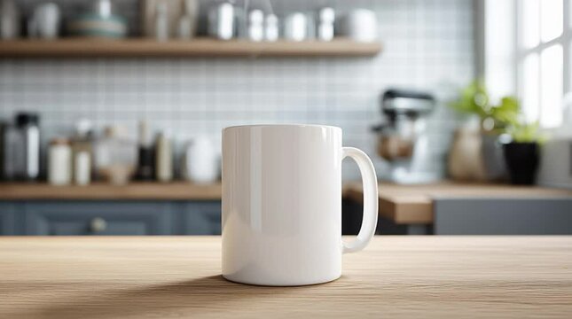 Animated rotating white mug mockup for print on demand design 