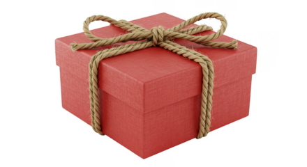 Isolated Gift Box Tied with Jute String a Perfect Present