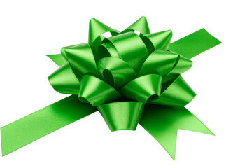 Isolated Green Bowknot a Festive Decorative Gift Ribbon