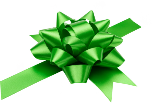 Isolated Green Bowknot a Festive Decorative Gift Ribbon