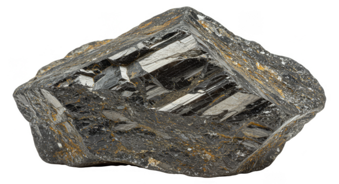 Isolated Hematite Ore Specimen Transparent Background Metallic Iron Stone