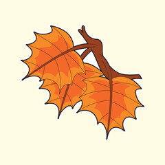 Hand drawn cute orange autumn maple leaves in cartoon style, perfect for fall decorations, Thanksgiving design projects, seasonal greeting cards, botanical decor, and festive autumn themes.