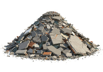 Isolated Pile of Rubble Concrete Material Demolition Waste Background
