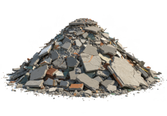 Isolated Pile of Rubble Concrete Material Demolition Waste Background