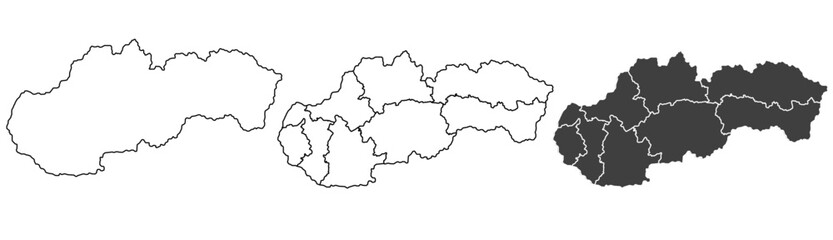 Slovakia map – vector illustration of regions and political borders