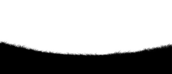 Black grass silhouette on transparent background.