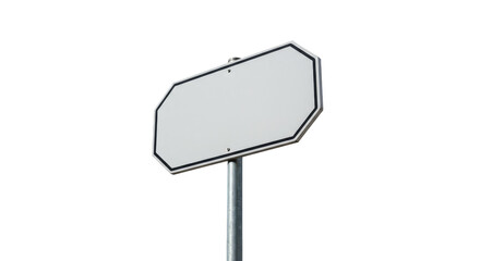 Isolated Empty White Sign on Pole for Road Traffic Directions