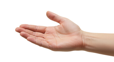 Isolated Open Palm Hand Offering Grace in Transparent Background