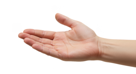 Isolated Open Palm Hand Offering Grace in Transparent Background