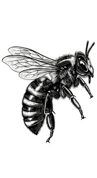 detailed black and white bee clip art preview