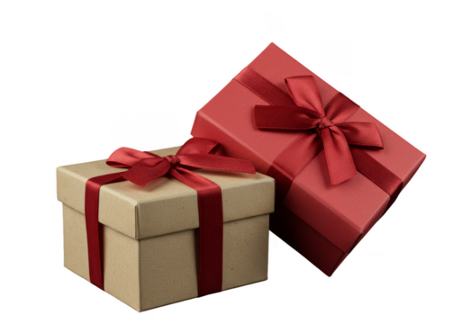 Isolated Present Gift Boxes with Bow on Transparent Background PNG - Powered by Adobe
