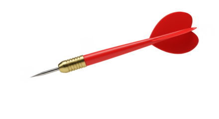 Isolated Red Dart Flies Accurately to Target on Transparent Background