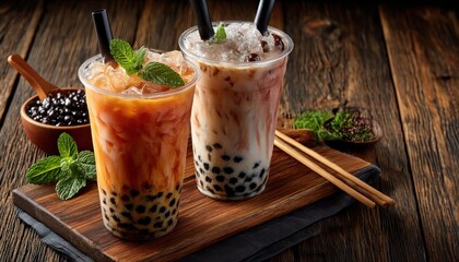Refreshing bubble tea drinks