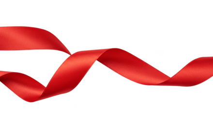 Isolated Red Ribbon Swirl Celebration Festive Silk Transparent Curve