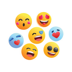Obraz premium Smiley Face Emoji Icon Set – Happy, Sad, and Emotional Expression Symbols