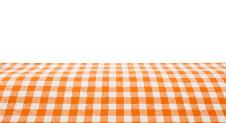 Isolated Orange Checkered Fabric A Gingham Tablecloth Picnic Table