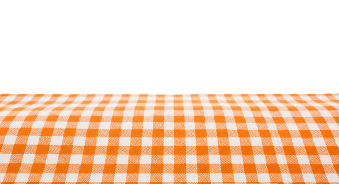 Isolated Orange Checkered Fabric A Gingham Tablecloth Picnic Table - Powered by Adobe