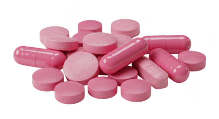Isolated Pink Pills Medicine Drugs for Healthcare on Transparent Background