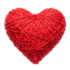Isolated Red Yarn Heart Love Strings Valentine Day Texture