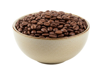 Isolated Roasted Coffee Beans in Bowl Aroma Transparent Background