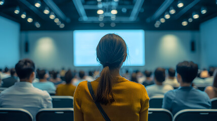 A large conference room filled with attendees listening to a presentation projected on a screen during a professional event