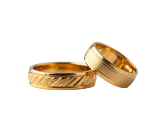 Isolated Gold Wedding Rings for Love and Marriage Symbol PNG