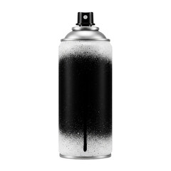 Isolated Spray Can Black Aerosol Paint Metal Equipment on Transparent