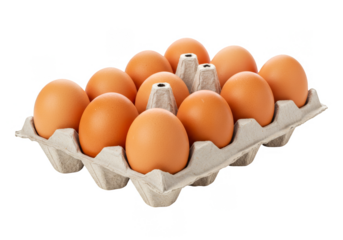 Isolated Studio Shot of Brown Eggs in Carton Transparent Background