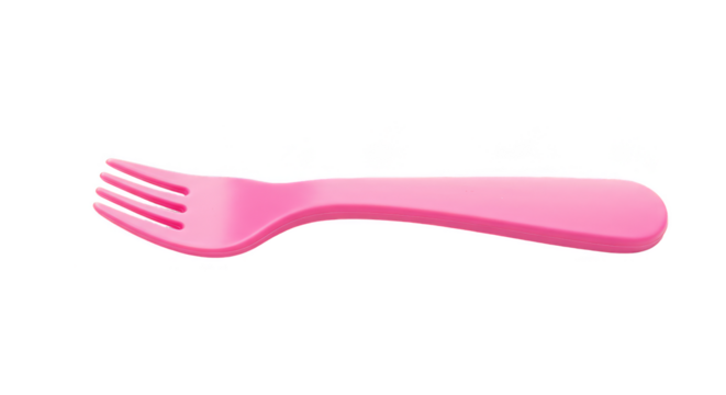 Isolated Pink Plastic Fork Utensil for Dining Tableware Illustration