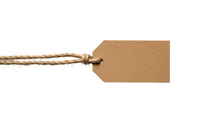 Isolated Price Tag with Jute Rope on Transparent Background