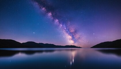 Peaceful Night Landscape with Galaxy Glow