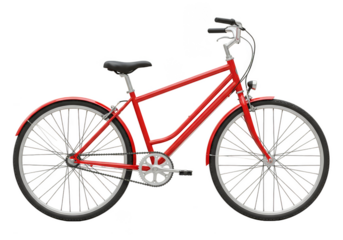 Isolated Red Bicycle Vehicle for Sport Urban Transportation Design