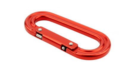 Isolated Red Carabiner Metal Clip Safety Equipment Transparent