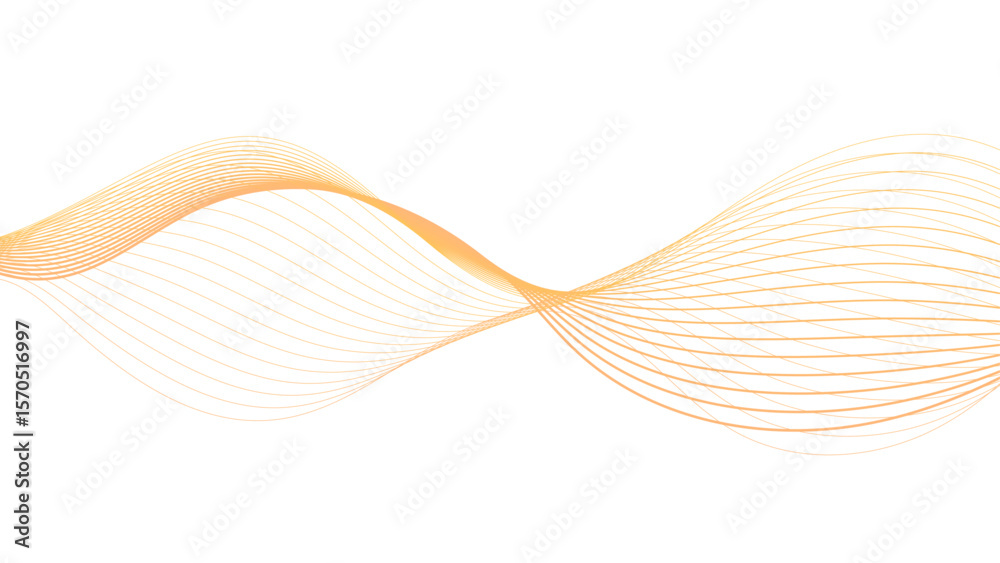 Wall mural orange abstract line waves on white background. background lines wave abstract stripe design. white 