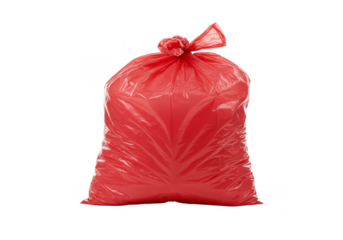 Isolated Red Trash Bag Plastic Garbage Sack Transparent Background