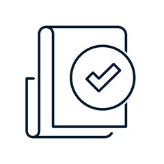 Document and check mark. Vector linear icon isolated on white background.