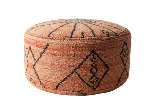 Isolated Soft Brown Pouf Ottoman Furniture Home Decor Interior PNG