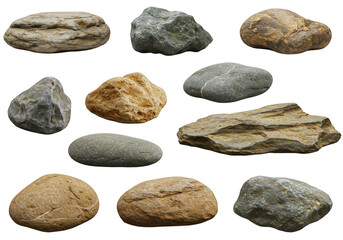 Isolated Stones Rocks Pebbles Collection Earth Construction Background