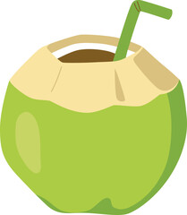 Coconut with Straw Illustration

