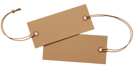 Isolated Tags Two Brown Paper Cardboard with String Transparent PNG