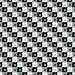 A swatch of the cute flower background tile texture is available in black, white, gray, monochrome. / 可愛いお花の背景素材 タイルテクスチャ スウォッチ対応 黒 白 灰色 モノクロ